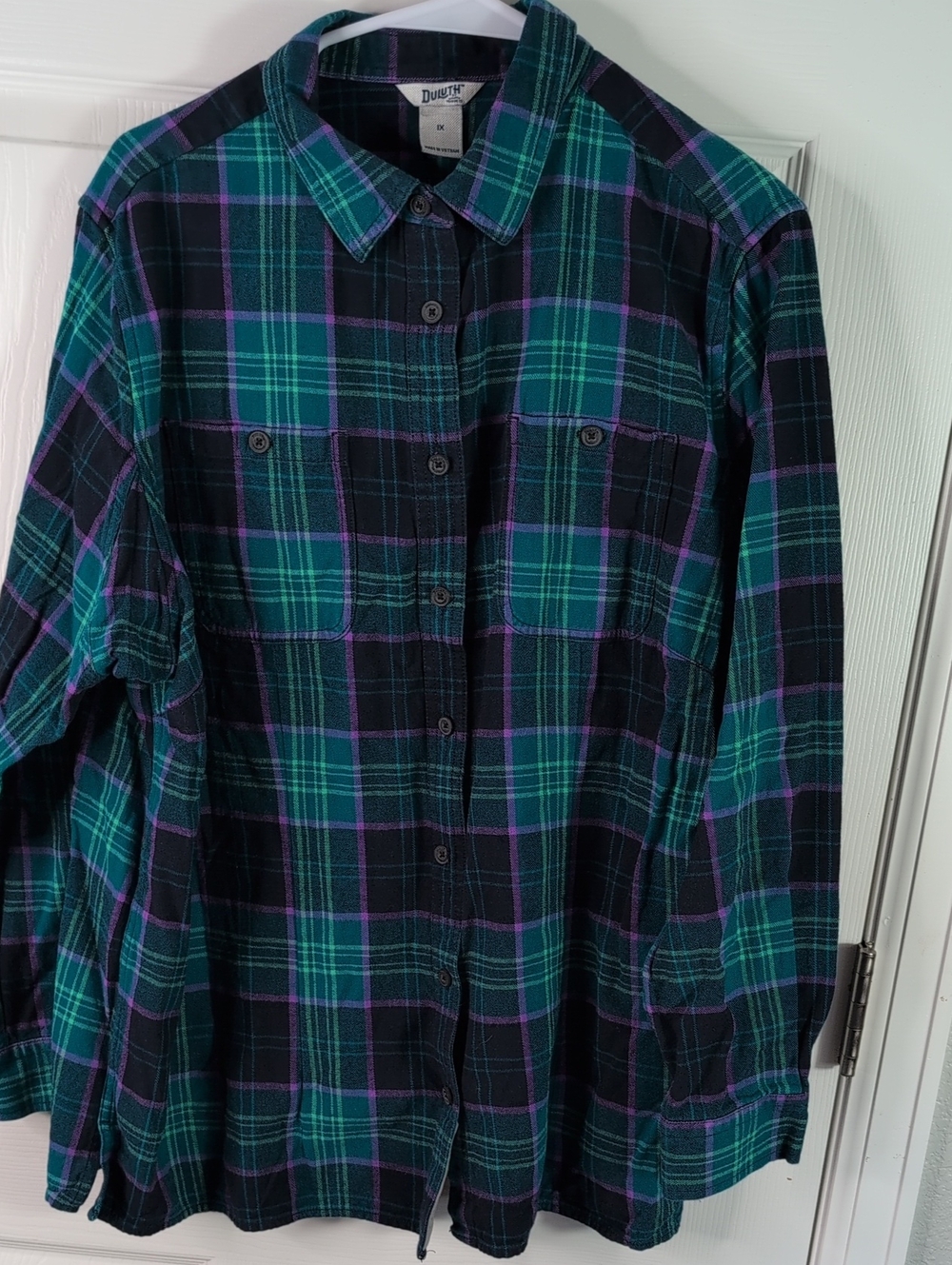 Duluth Trading Co 100% Cotton Flannel Plaid Button-Down Shirt Size 1X